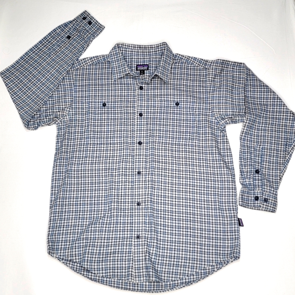 Patagonia Blue‎ Plaid Long Sleeve Cotton Shirt Size M #385